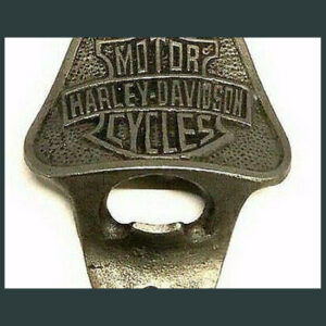ANTIQUE HARLEY DAVIDSON CAST IRON BAR WALL MOUNTED BOTTLE OPENER
