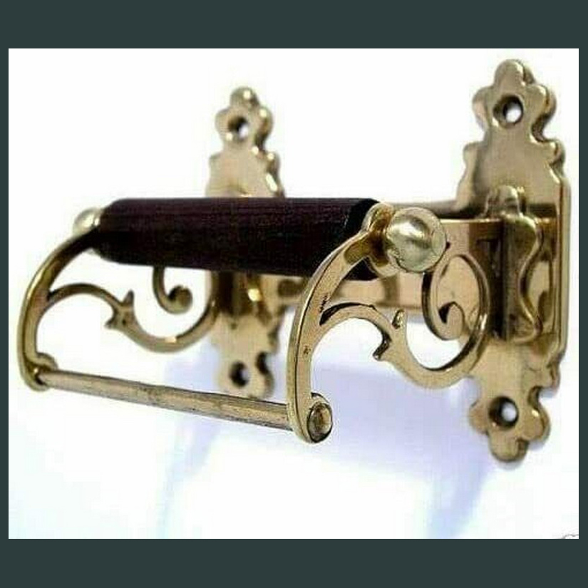 Toilet Roll Holder Brass Vintage Novelty Victorian Old Wooden Loop (W/O/F) - Image 2