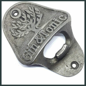 ANTIQUE GIN & TONIC CAST IRON BAR WALL MOUNTED BOTTLE OPENER