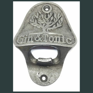 ANTIQUE GIN & TONIC CAST IRON BAR WALL MOUNTED BOTTLE OPENER