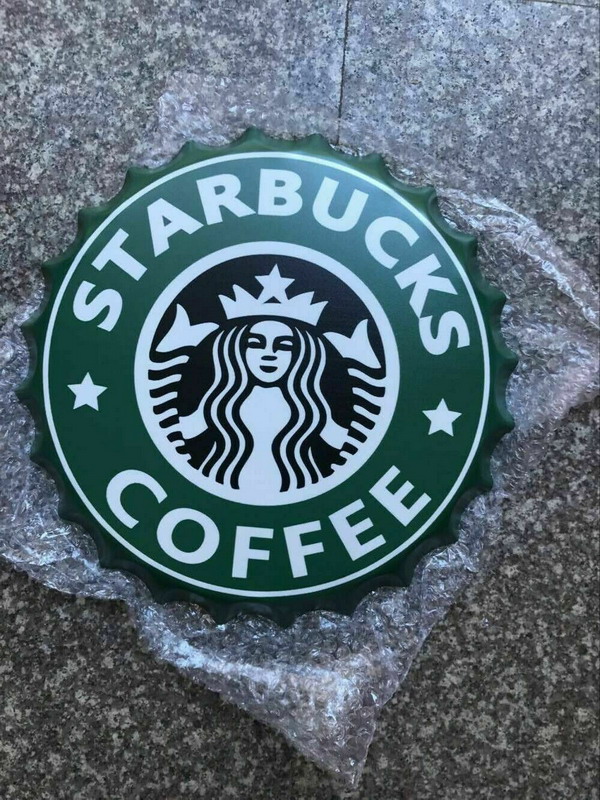 Wall Art Starbucks/sign /Vintage Tin Metal 30cm Bottle Top Bar Pub hand made