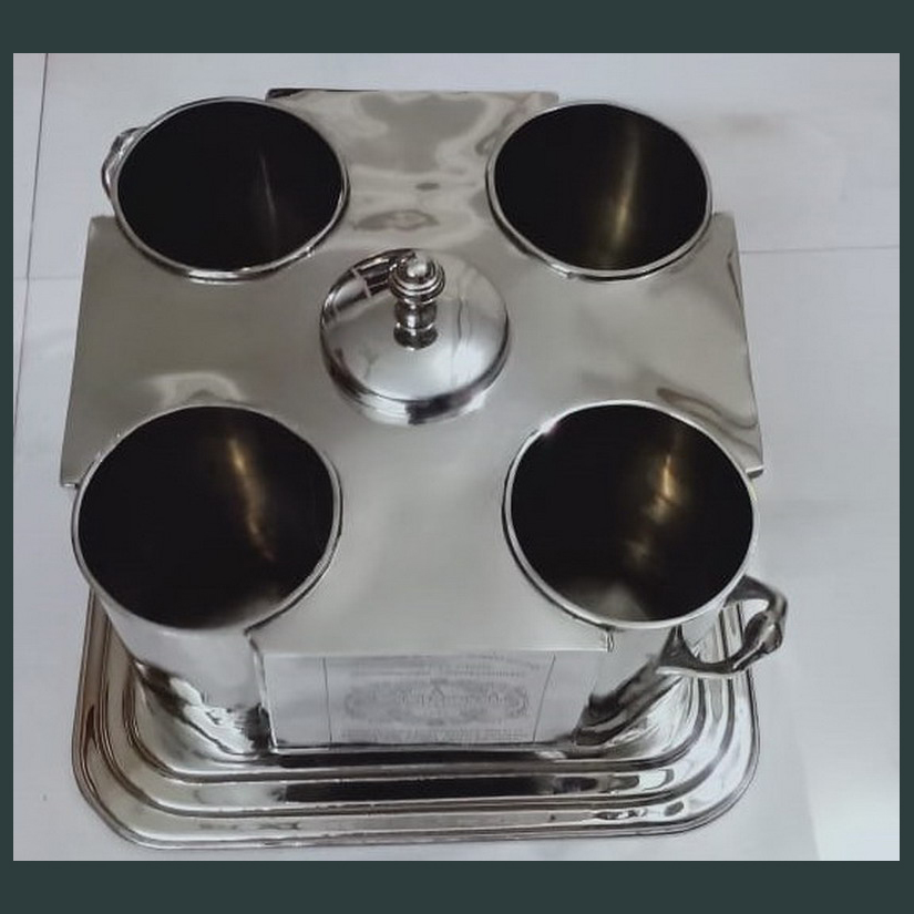 Victorian Style Sheffield Solid brass Nickel Plated 4 Bottles Wine Cooler - Image 2