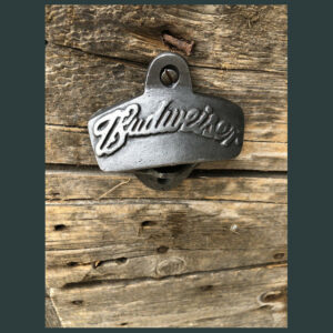ANTIQUE BUDWEISER CAST IRON BAR WALL MOUNTED BOTTLE OPENER