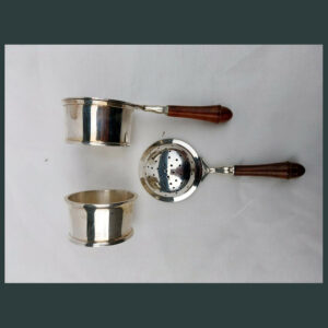 Pair of Plain wooden handle large Silver Plated  Tea Strainers