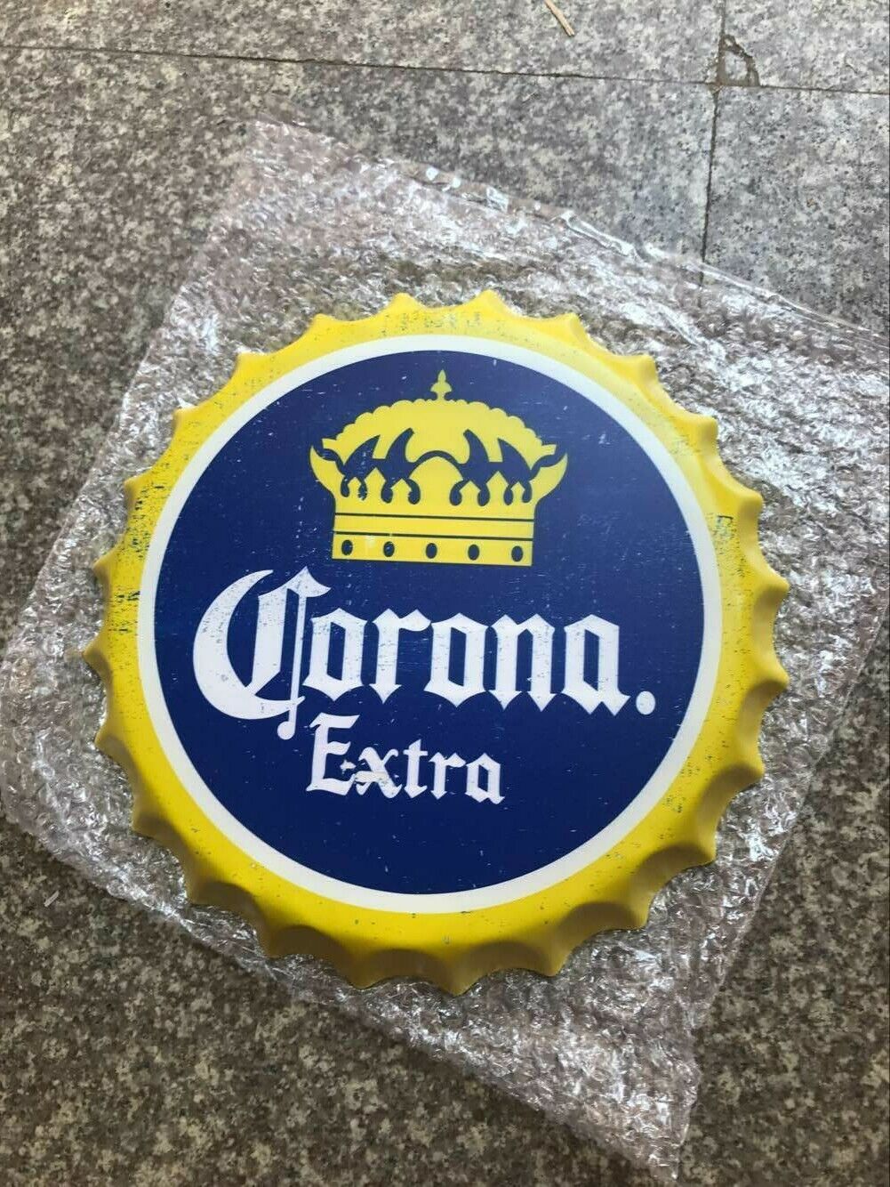 Wall Art Corona/sign /Vintage Tin Metal 35cm Bottle Top Bar Pub hand made