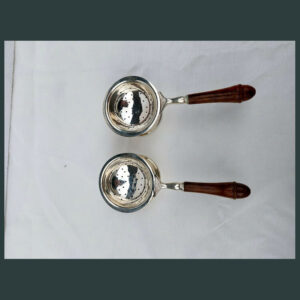 Pair of Plain wooden handle large Silver Plated  Tea Strainers