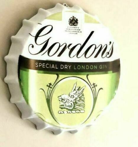 Wall Art Gordans/sign /Vintage Tin Metal 30cm Bottle Top Bar Pub hand made 30 cm