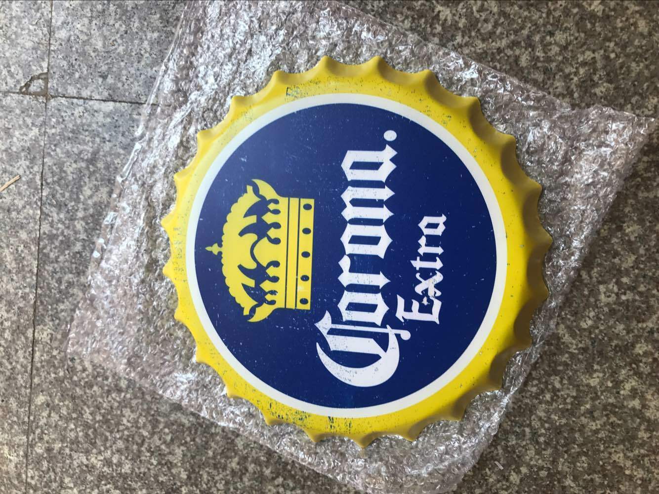 Wall Art Corona/sign /Vintage Tin Metal 35cm Bottle Top Bar Pub hand made - Image 2