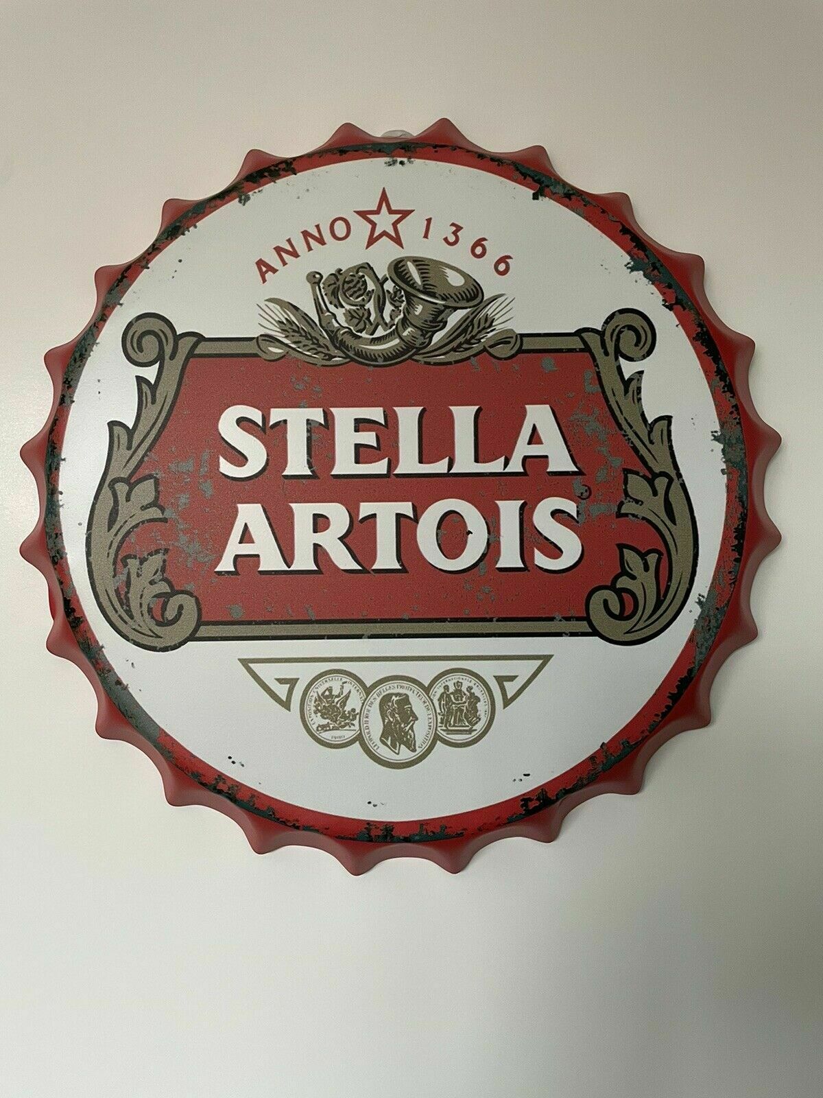 Wall Art Stella Artois/sign /Vintage Tin Metal 30cm Bottle Top Bar Pub hand made
