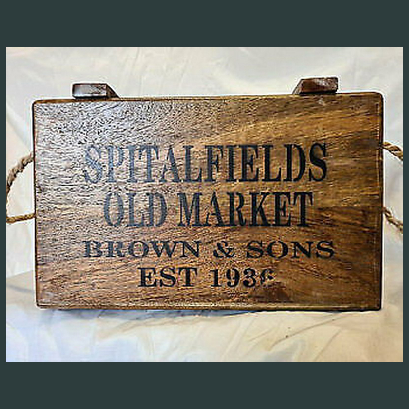 SPITALFIELDS Wooden Box With Rope Handles & Lid