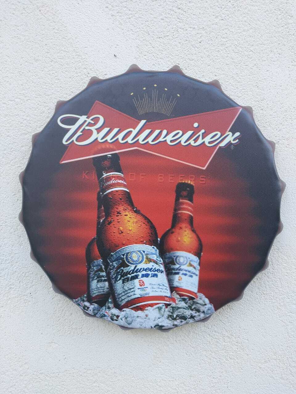 Wall Art  Budweiser/sign /Vintage Tin Metal 35cm Bottle Top Bar Pub hand made (3 BTL)