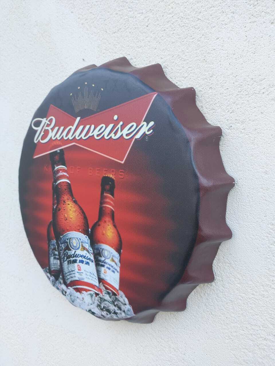 Wall Art  Budweiser/sign /Vintage Tin Metal 35cm Bottle Top Bar Pub hand made (3 BTL) - Image 3