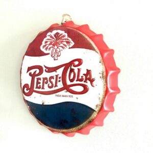 Wall Art Pepsi-cola Red/sign /Vintage Tin Metal 35cm Bottle Top Bar Pub hand made