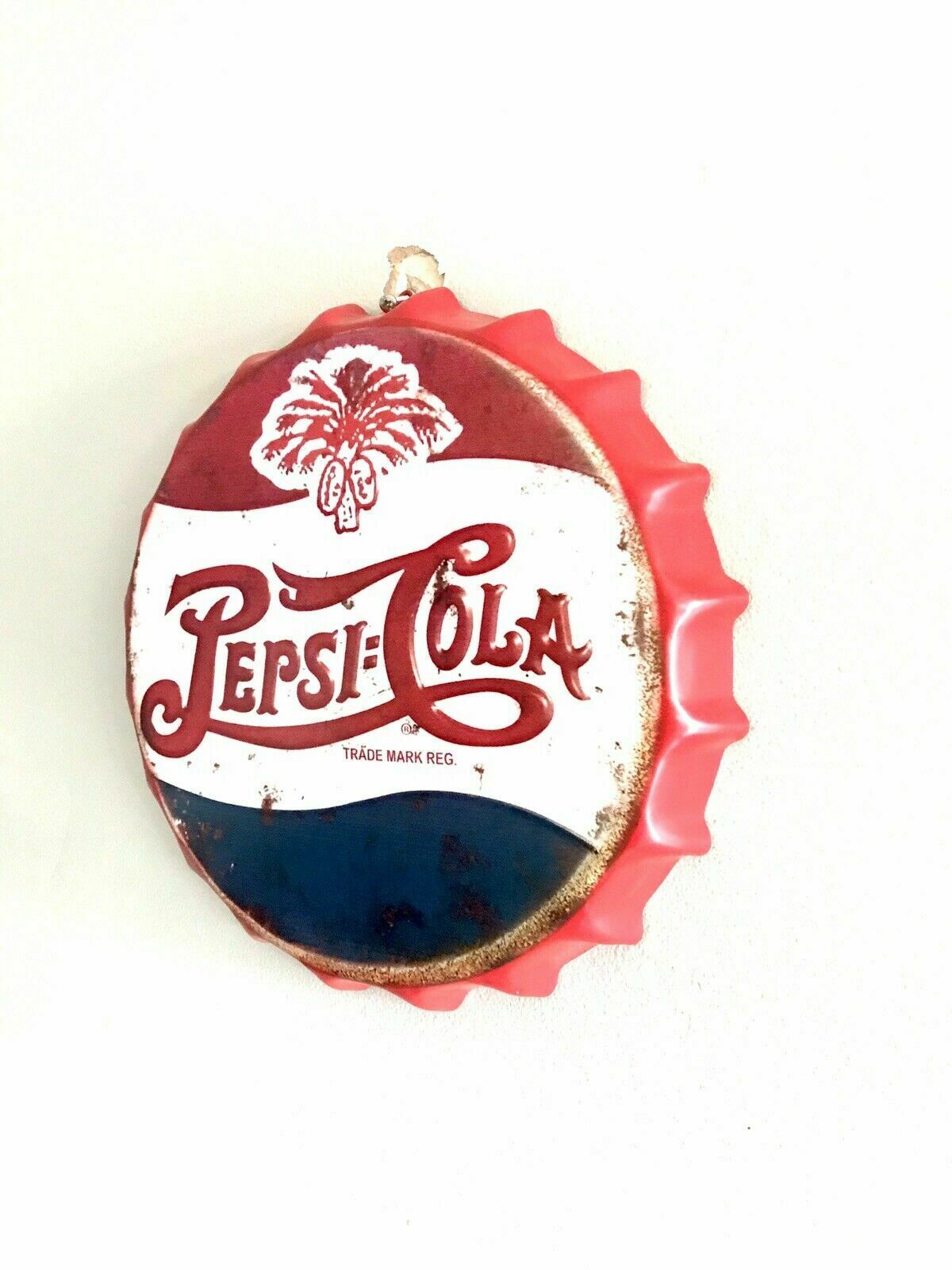 Wall Art Pepsi-cola Red/sign /Vintage Tin Metal 35cm Bottle Top Bar Pub hand made - Image 2