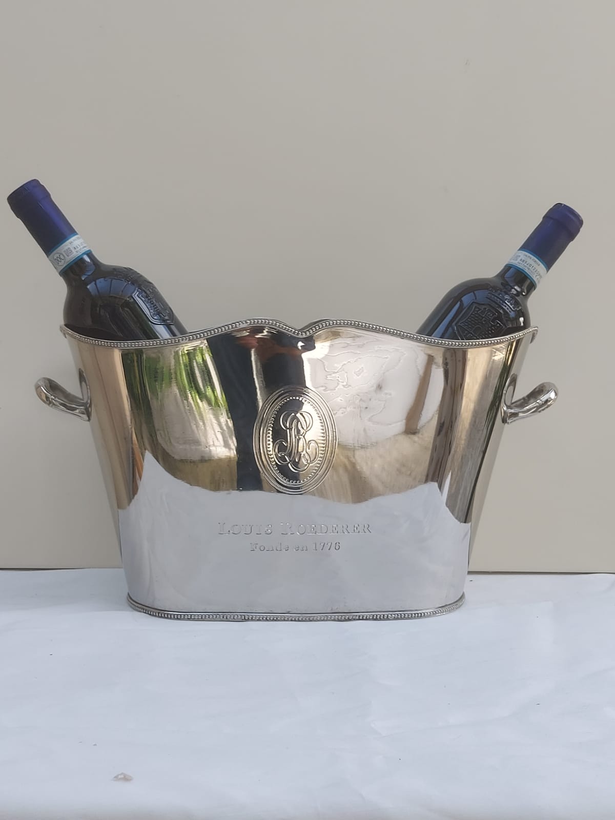 2 BTL Elegant Victorain Style Louis Roedere Solid brass Nickle Plated Wine Cooler Ice bucket