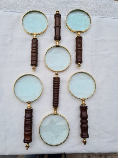 10" Magnifing Lens with 4" Lens Dia Set of 6 Wooden Handle 4" Dia