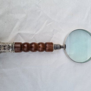 Magnifying Glass 4″ Dia With Heavy Wooden Handle Nickel Plated