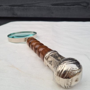 Magnifying Glass 4″ Dia With Heavy Wooden Handle Nickel Plated