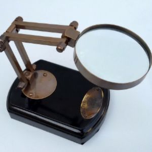 Antique Style Adjustable 3″ Magnifying Glass With Wood Base Solid Brass Perfect Gift