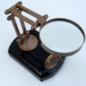 Antique Style Adjustable 3″ Magnifying Glass With Wood Base Solid Brass Perfect Gift