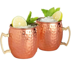 Set of 2 x Pure Copper Handcrafted Moscow Mule Mug Cup with Brass handle.