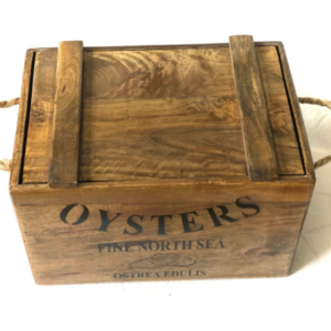Rustic style handmade vintage oysters fine north sea wooden storage / chest box with lid (LARGE)