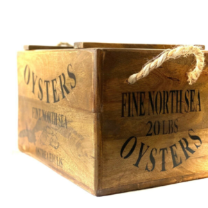 Rustic style handmade vintage oysters fine north sea wooden storage / chest box with lid (LARGE)