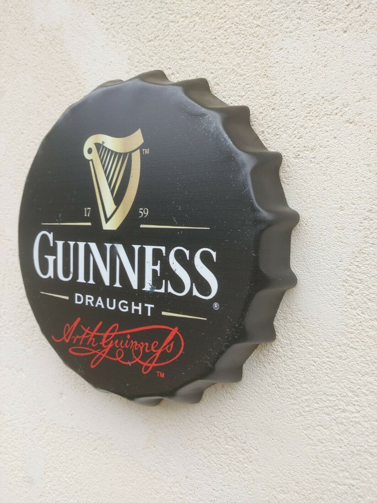Wall Art Guinness/sign /Vintage Tin Metal 35cm Bottle Top Bar Pub hand made - Image 2