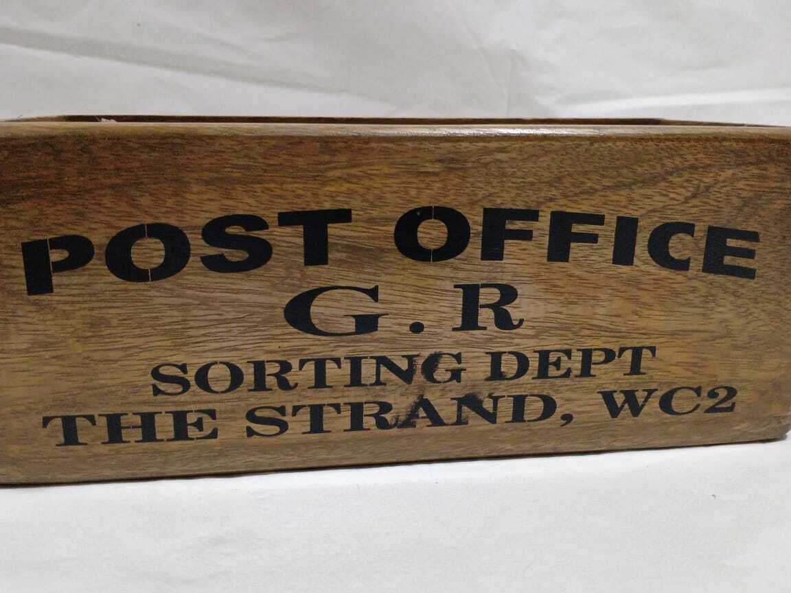 Vintage Style POST OFFICE Wooden Box / Crates Storage With Rope Handle (S) - Image 2