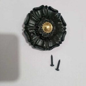 Flower Design Door Push / Press Brass Bell Antique Black Finish