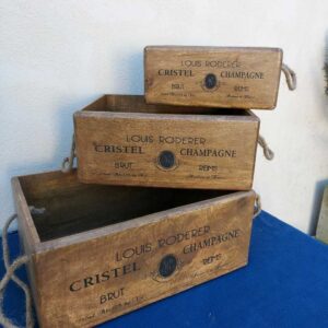 Set of 3 Louis Roderer Wooden Storage Box Hand Made