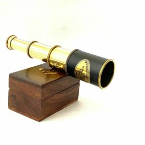 Brass Nautical Telescope with Leather Sheathed Marine Time Vintage Antique 8”