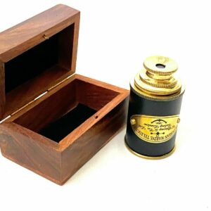 Brass Nautical Telescope with Leather Sheathed Marine Time Vintage Antique 8”