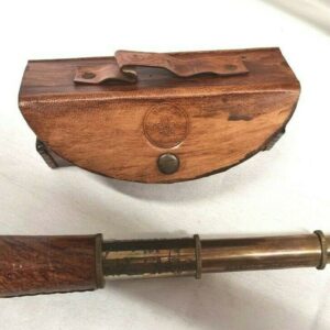 Brass Nautical Telescope with Leather Sheathed Marine Time Vintage Antique 16”