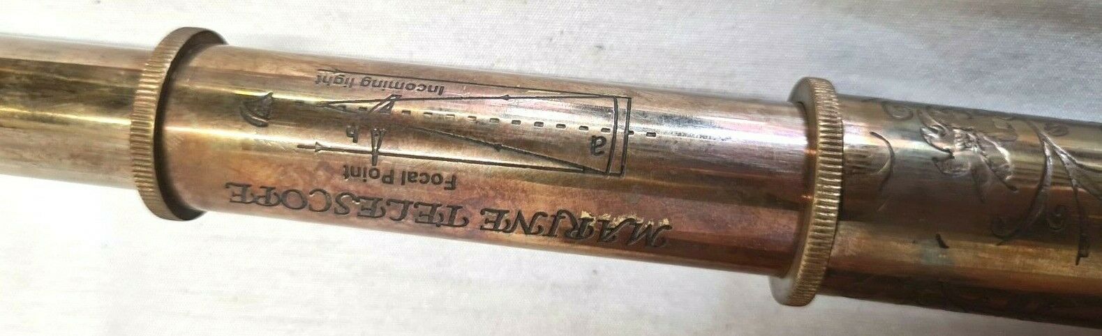 Brass Nautical Telescope with Leather Sheathed Marine Time Vintage Antique 16'' - Image 2