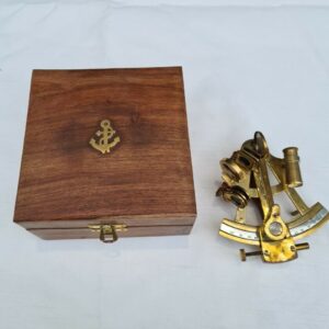 4 Inch Nautical Marine time Brass Pocket Sextant Antique Brass Vintage WoodenBox