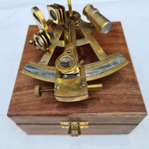 4 Inch Nautical Marine time Brass Pocket Sextant Antique Brass Vintage WoodenBox