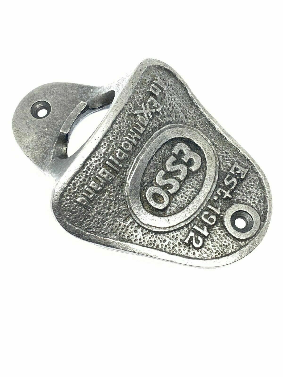 ANTIQUE ESSO CAST IRON BAR WALL MOUNTED BOTTLE OPENER RETRO VINTAGE WITH SCREWS - Image 2