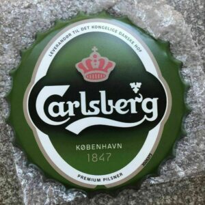Wall Art/sign Carlsberg /Vintage Tin Metal 30cm Bottle Top Bar Pub hand made