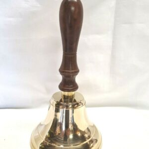 Plain Solid Brass Wooden Handle School Dinner Hand Bell Reception Bell 29 cm