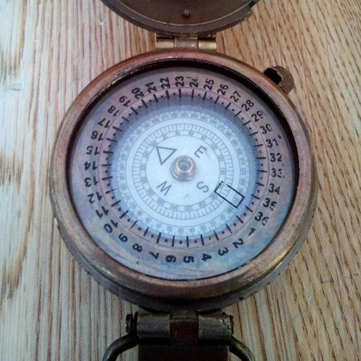 Antique Nautical Brass Military Prismatic Compass Vintage Collectible - Image 4