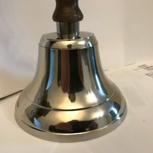 29cm Brass  Nickel Plated chrome School dinner/Reception Hand Bell with Wooden Handle