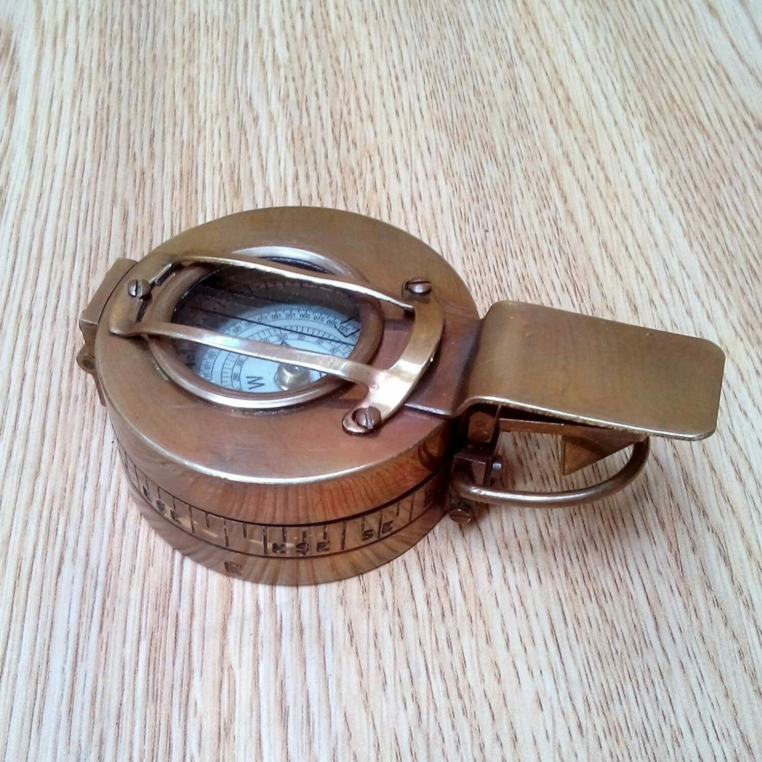 Antique Nautical Brass Military Prismatic Compass Vintage Collectible - Image 3