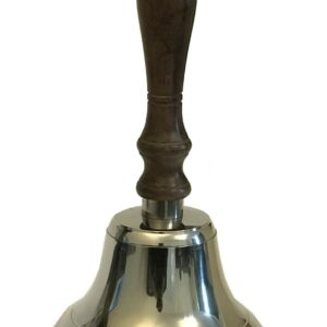29cm Brass  Nickel Plated chrome School dinner/Reception Hand Bell with Wooden Handle
