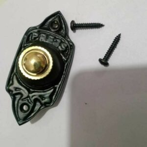 Door Bell Push Press Pointed Black Antique on Brass