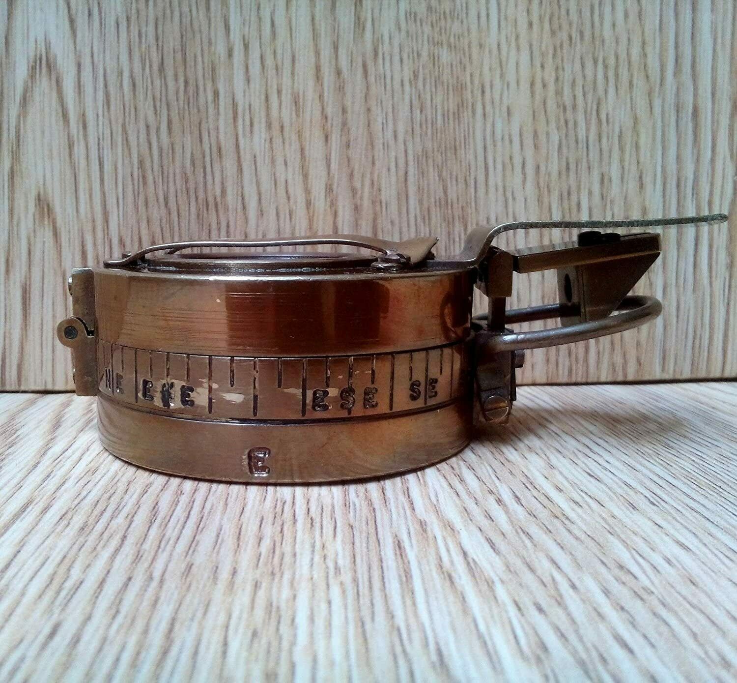 Antique Nautical Brass Military Prismatic Compass Vintage Collectible - Image 2