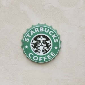 Wall Art/sign Starbucks Coffee /Vintage Tin Metal 35cm Bottle Top Bar Pub.
