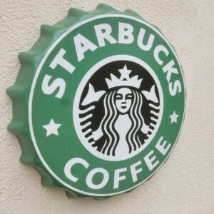 Wall Art/sign Starbucks Coffee /Vintage Tin Metal 35cm Bottle Top Bar Pub.