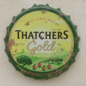 Wall Art Thatchers Gold/sign /Vintage Tin Metal 35cm Bottle Top Bar Pub hand made