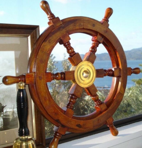 18" Durable Wooden Brass Ship Wheel